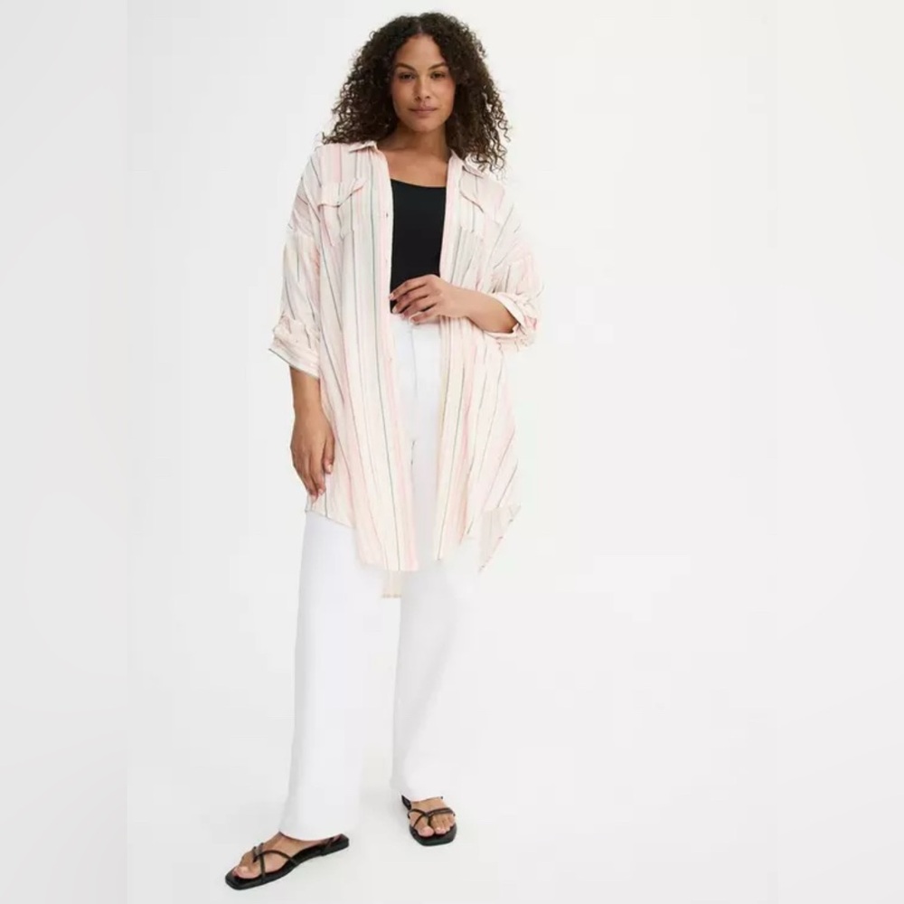 Torrid NWOT  Striped Oversized Shacket Size 2